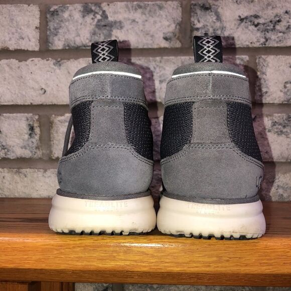 UGG 11 Energ Treadlite Gray Knit Suede Light Lace Up Boots White Sole - Picture 6 of 13